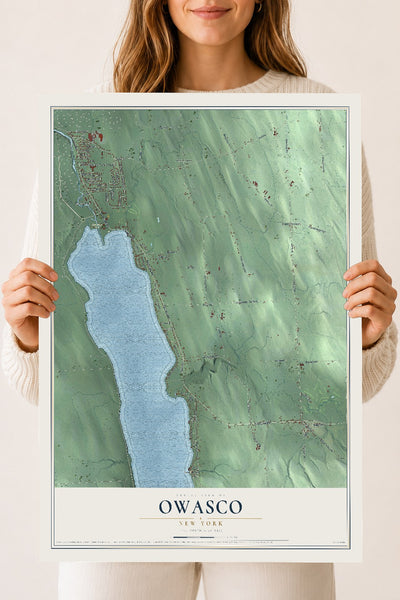 Owasco, New York map print, 18" x 24" Archival Matte Print mockup