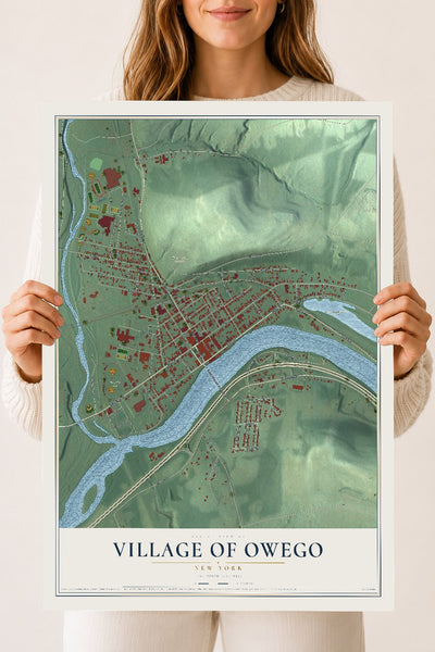 Owego, New York map print, 18" x 24" Archival Matte Print mockup