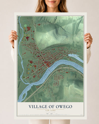 Owego, New York map print, 24" x 36" Archival Matte Print mockup