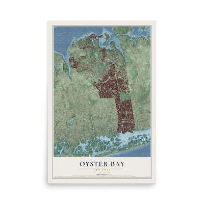 Oyster Bay, New York map print, 12" x 18" Archival Matte Print mockup