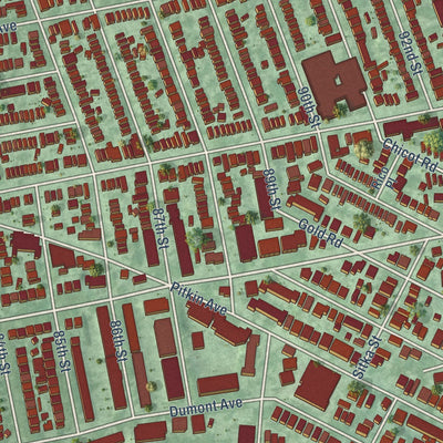 Close-up of the map of Ozone Park, New York print showing street and building detail
