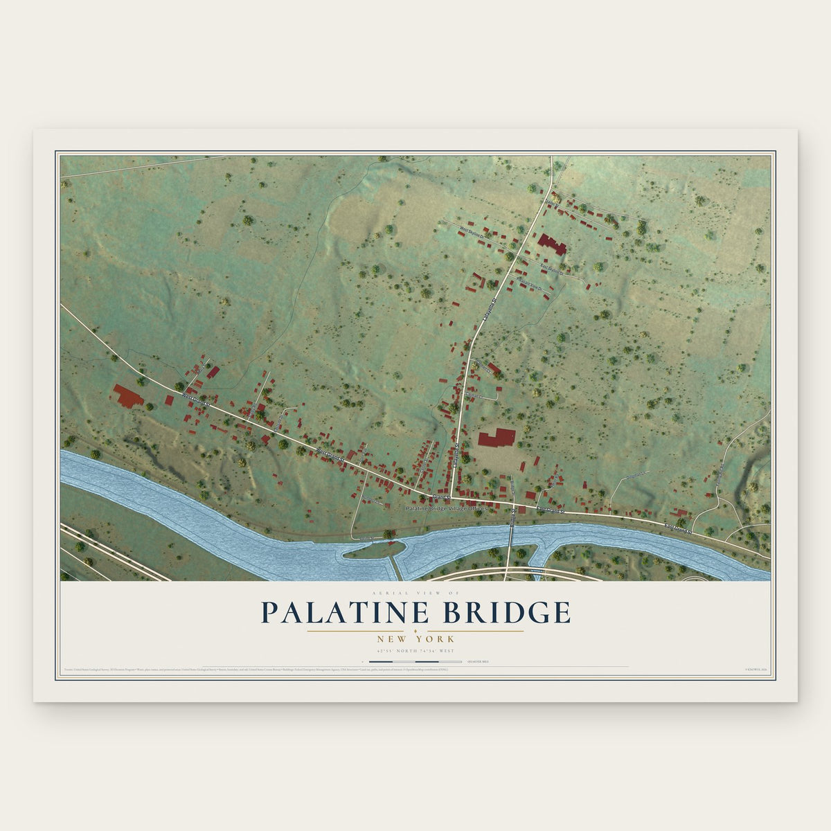 Palatine Bridge, New York map print, the full design