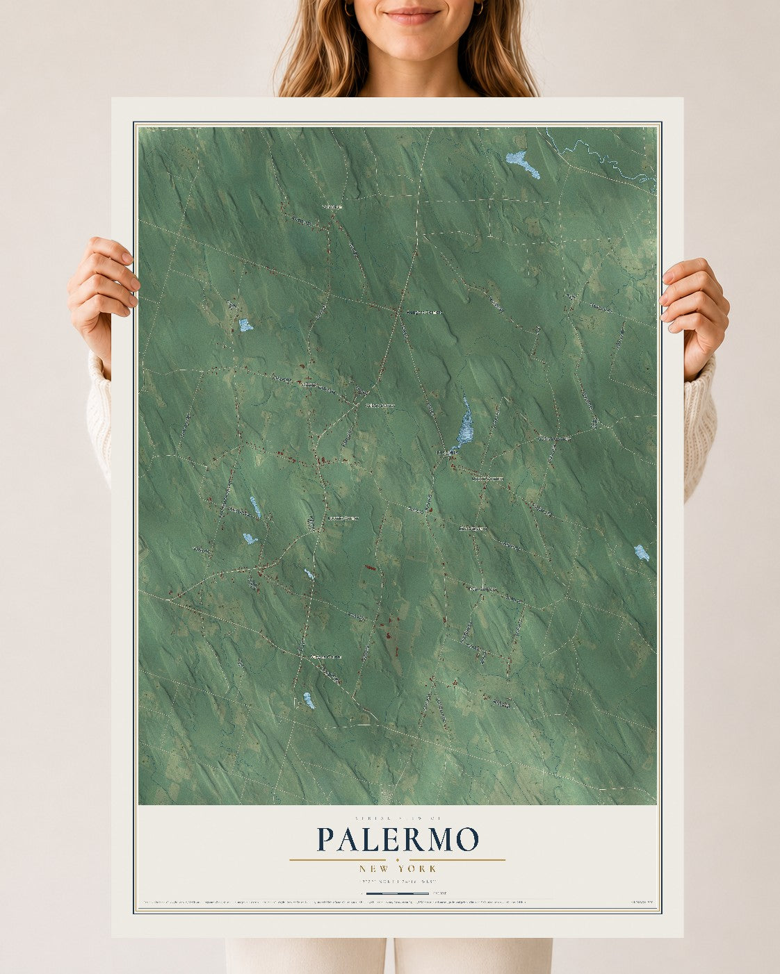 Palermo, New York map print, 24" x 36" Archival Matte Print mockup