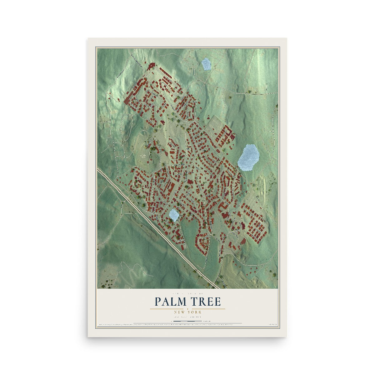 Palm Tree, New York map print, 12" x 18" Archival Matte Print mockup