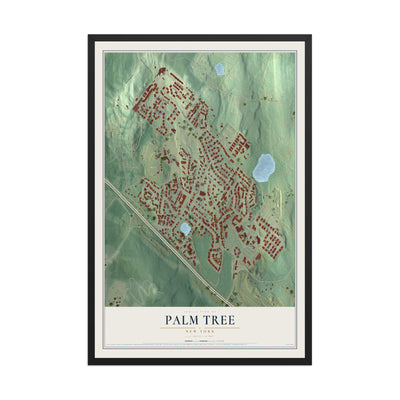 Palm Tree, New York map print, 12" x 18" W/ Black Ayous Wood Frame mockup