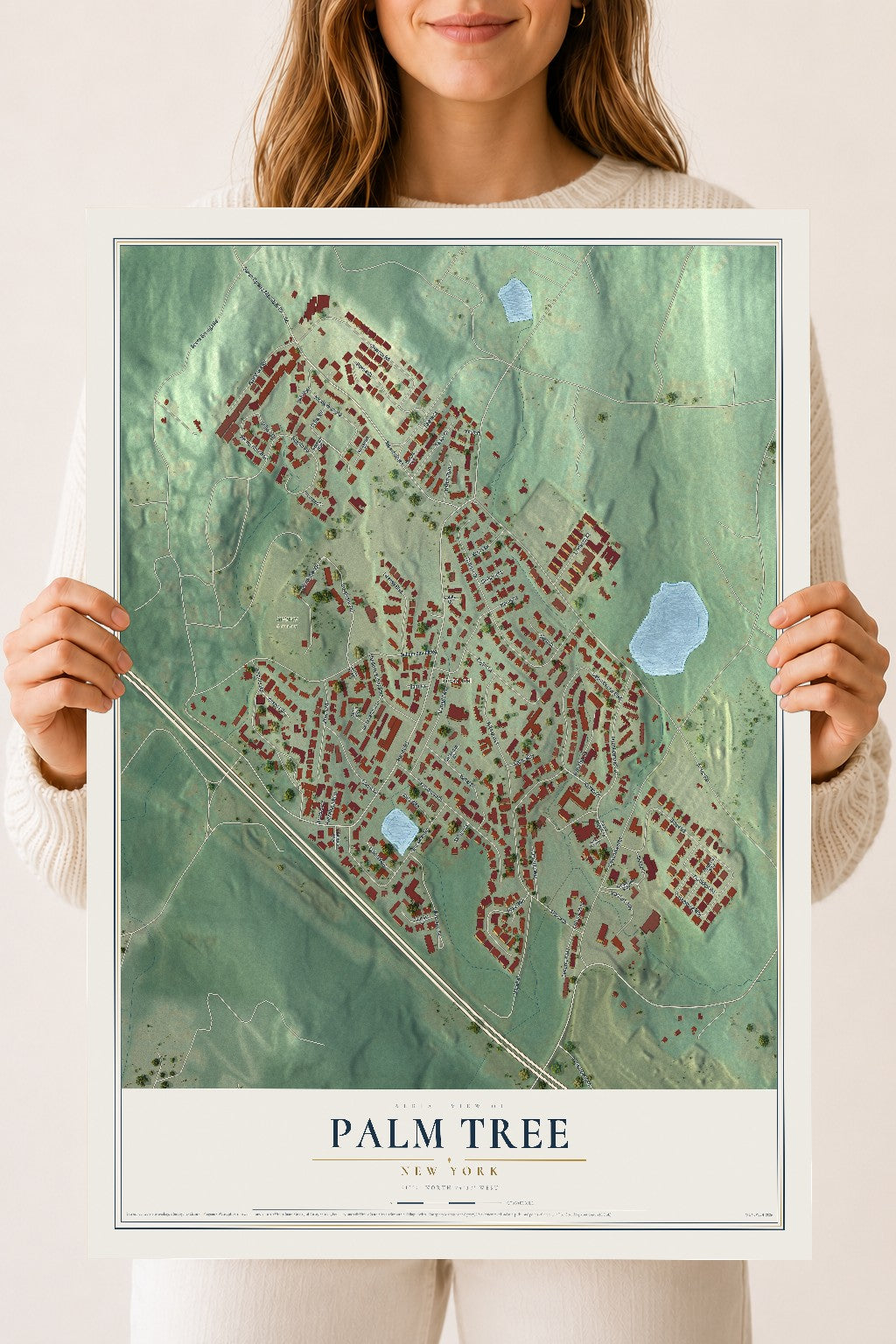 Palm Tree, New York map print, 18" x 24" Archival Matte Print mockup