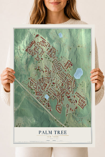 Palm Tree, New York map print, 18" x 24" Archival Matte Print mockup