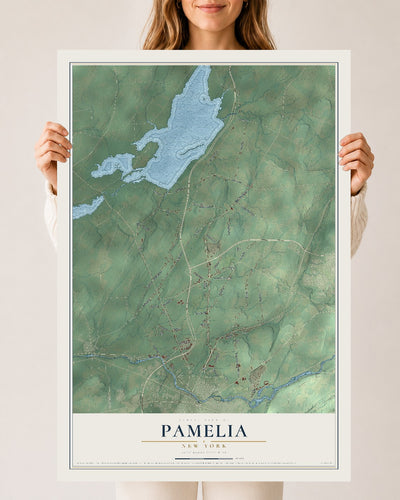 Pamelia, New York map print, 24" x 36" Archival Matte Print mockup