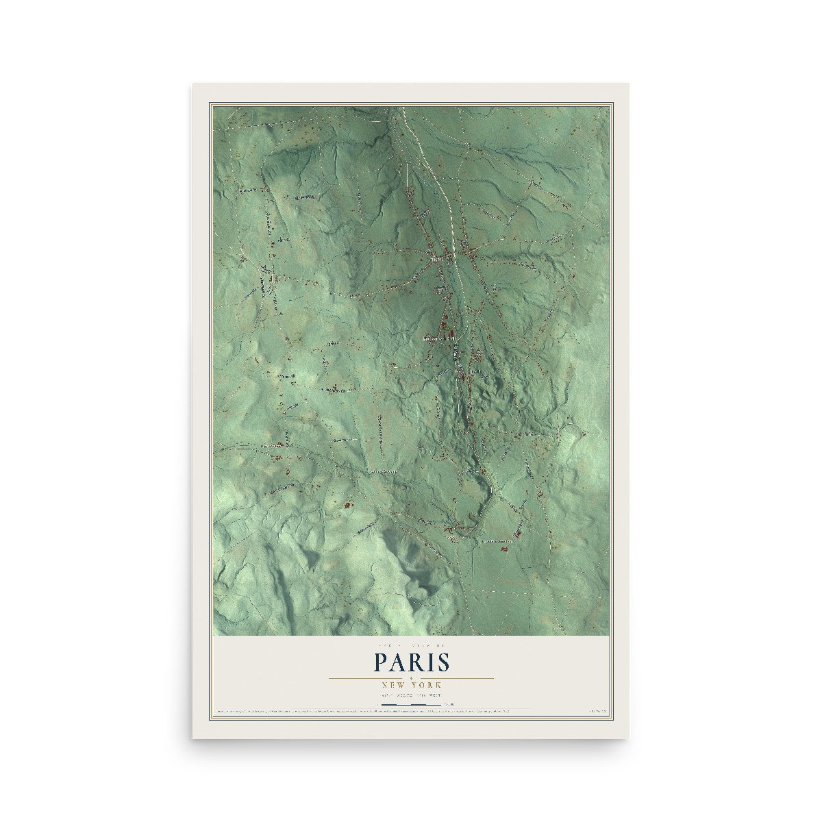 Paris, New York map print, 12" x 18" Archival Matte Print mockup