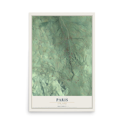 Paris, New York map print, 12" x 18" Archival Matte Print mockup