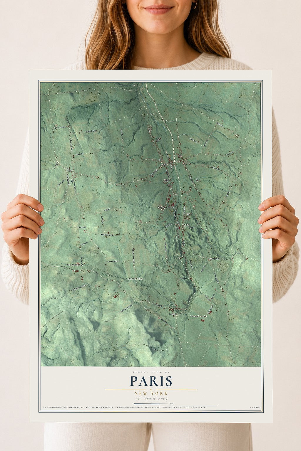 Paris, New York map print, 18" x 24" Archival Matte Print mockup