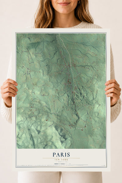 Paris, New York map print, 18" x 24" Archival Matte Print mockup