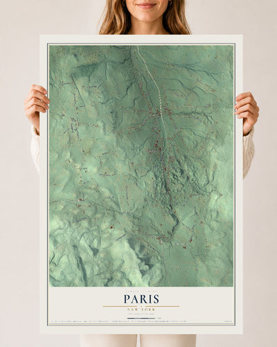 Paris, New York map print, 24" x 36" Archival Matte Print mockup