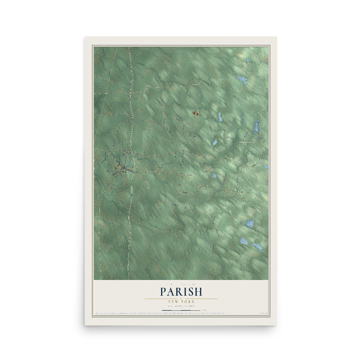 Parish, New York map print, 12" x 18" Archival Matte Print mockup