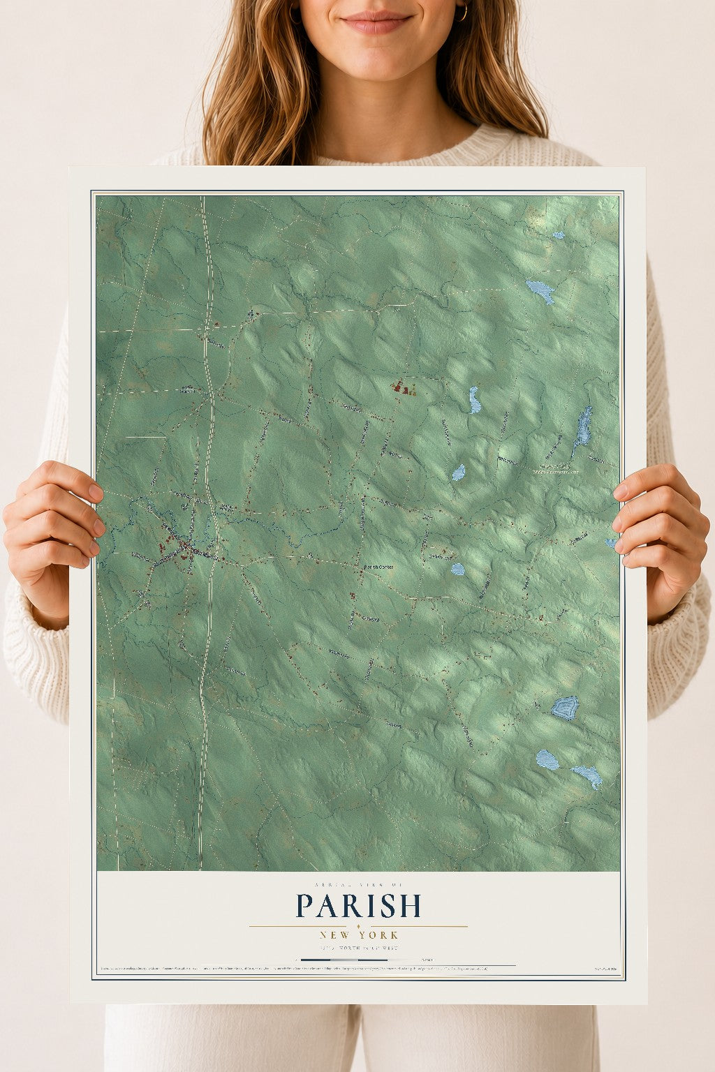 Parish, New York map print, 18" x 24" Archival Matte Print mockup