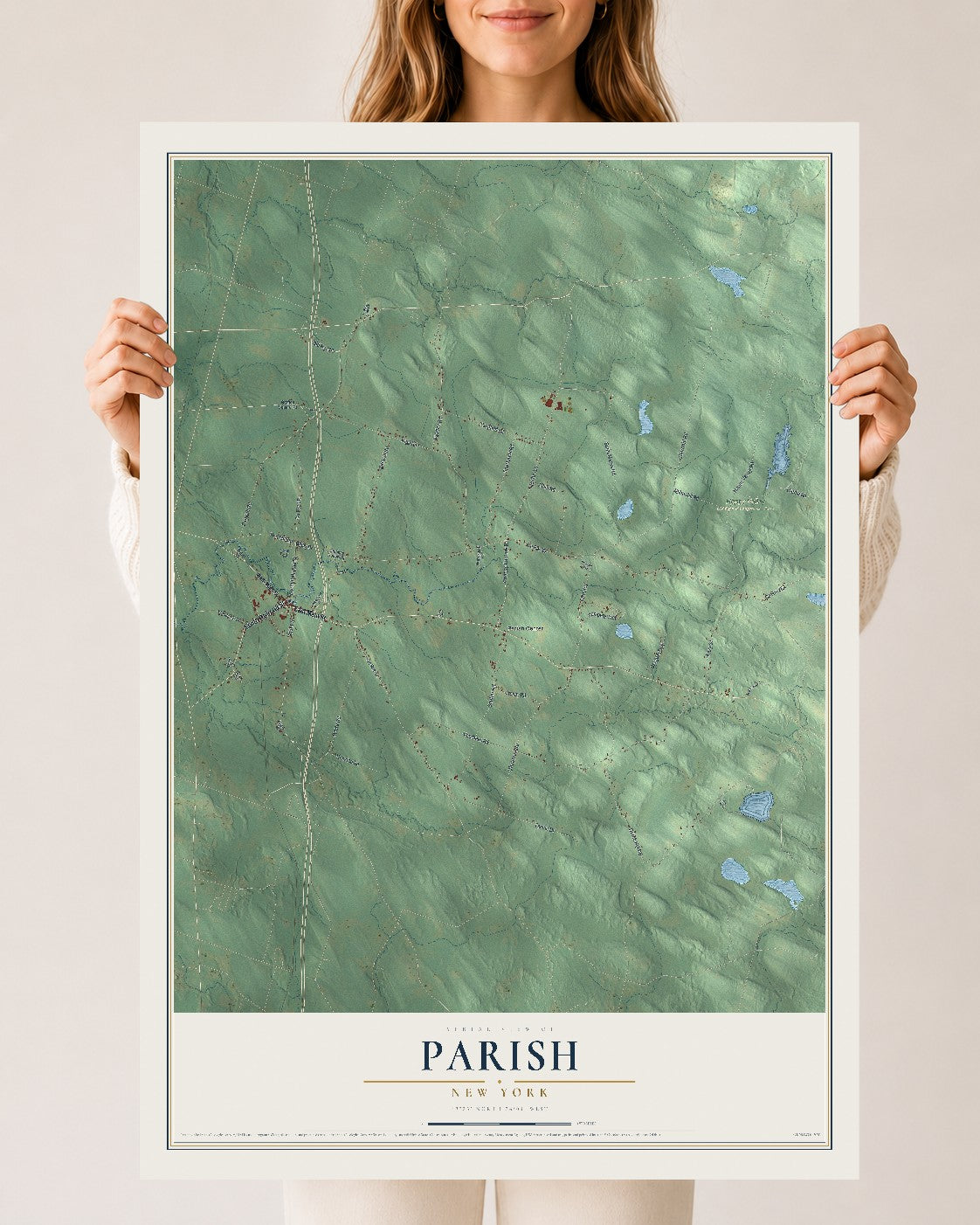 Parish, New York map print, 24" x 36" Archival Matte Print mockup