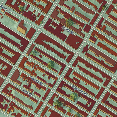 Close-up of the map of Park Slope, New York print showing street and building detail