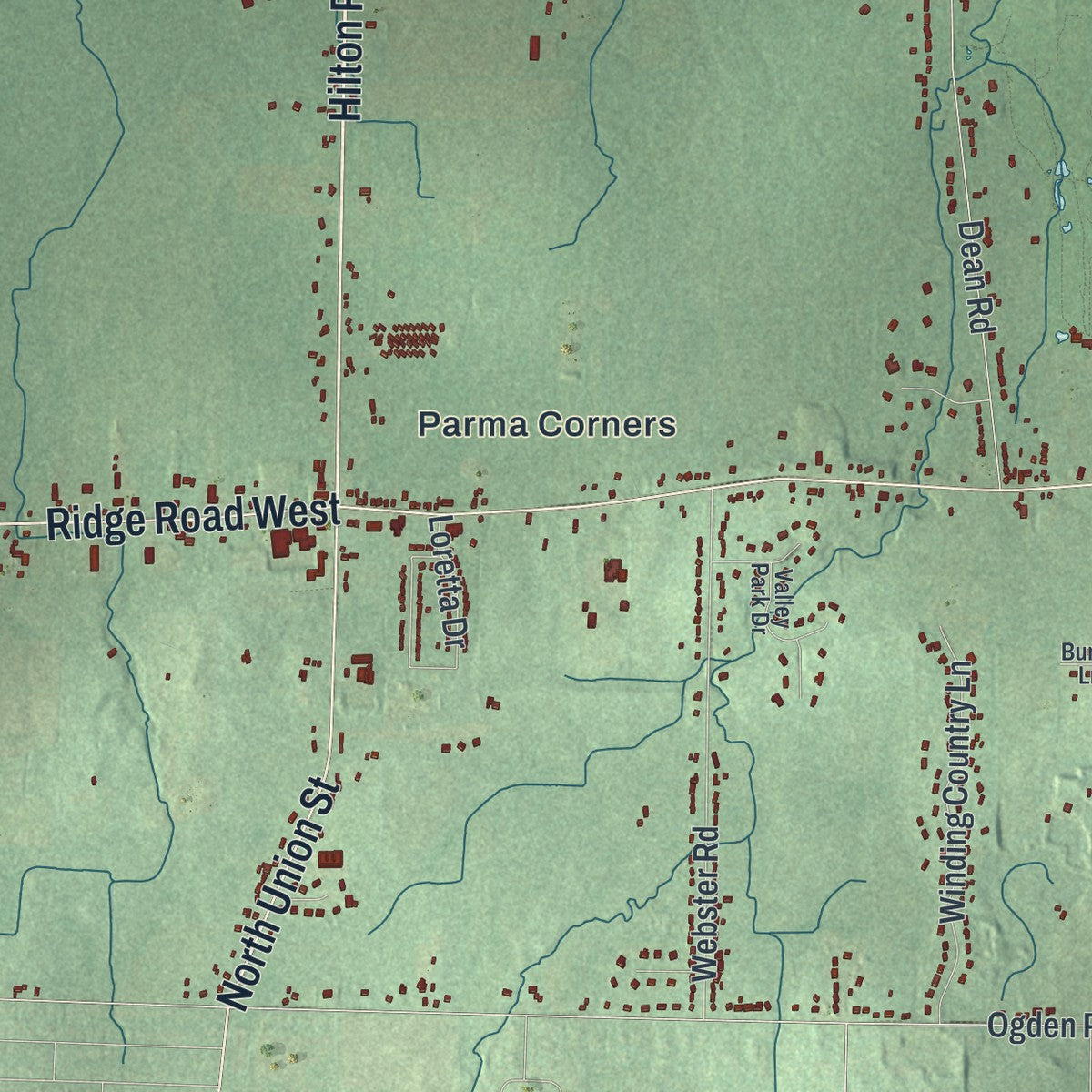Close-up 2 of the Parma, New York map artwork