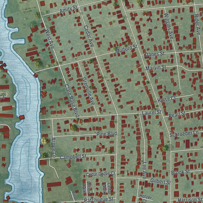 Close-up 1 of the Patchogue, New York map artwork