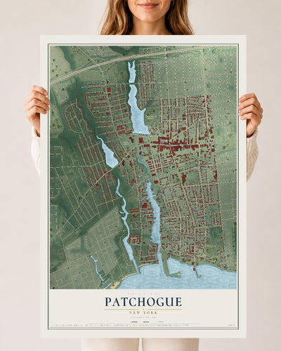 Patchogue, New York map print, 24" x 36" Archival Matte Print mockup