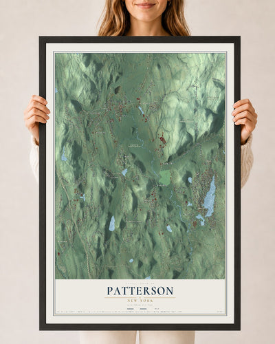 Patterson, New York map print, 24" x 36" W/ Black Ayous Wood Frame mockup