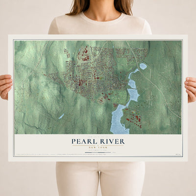 Pearl River, New York map print, 18" x 24" Archival Matte Print mockup