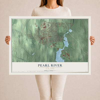 Pearl River, New York map print, 24" x 36" Archival Matte Print mockup