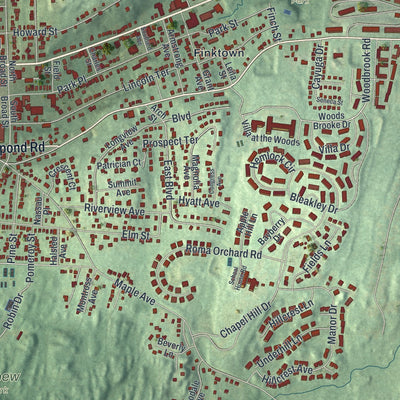 Close-up 1 of the Peekskill, New York map artwork
