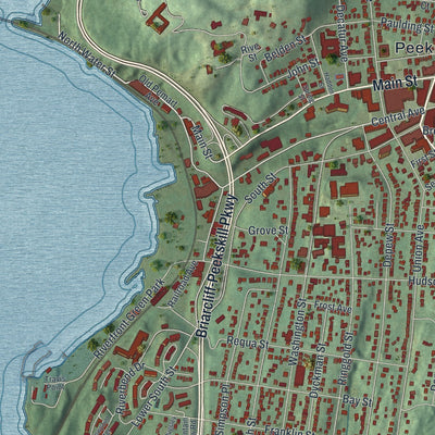 Close-up 2 of the Peekskill, New York map artwork