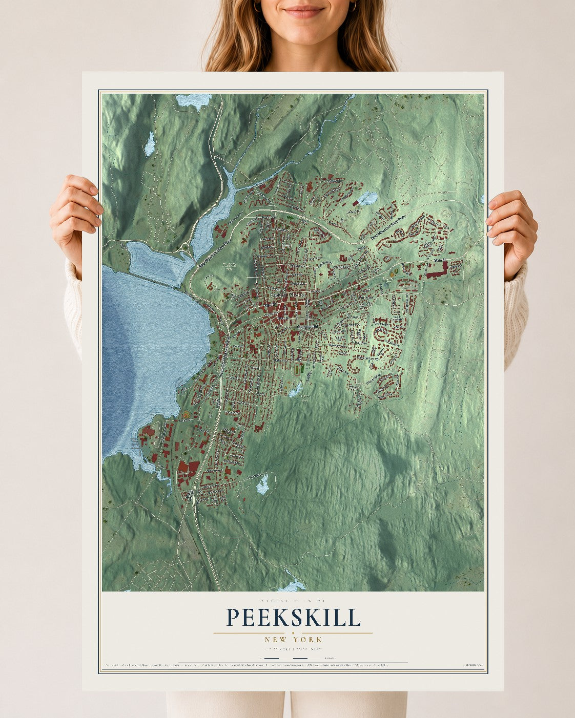 Peekskill, New York map print, 24" x 36" Archival Matte Print mockup