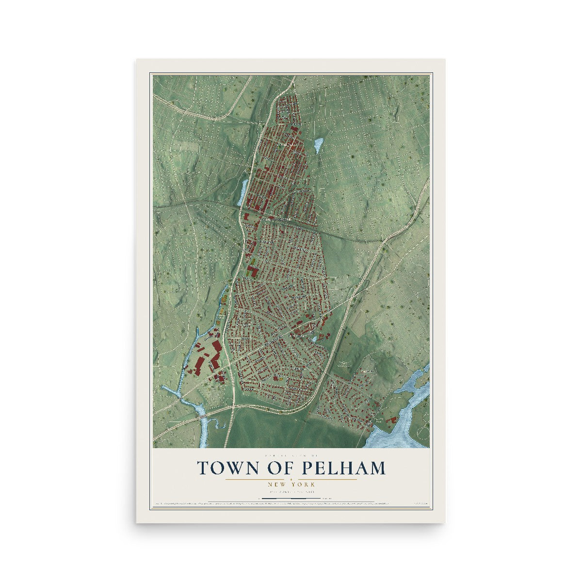 Pelham, New York map print, 12" x 18" Archival Matte Print mockup