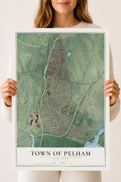 Pelham, New York map print, 18" x 24" Archival Matte Print mockup