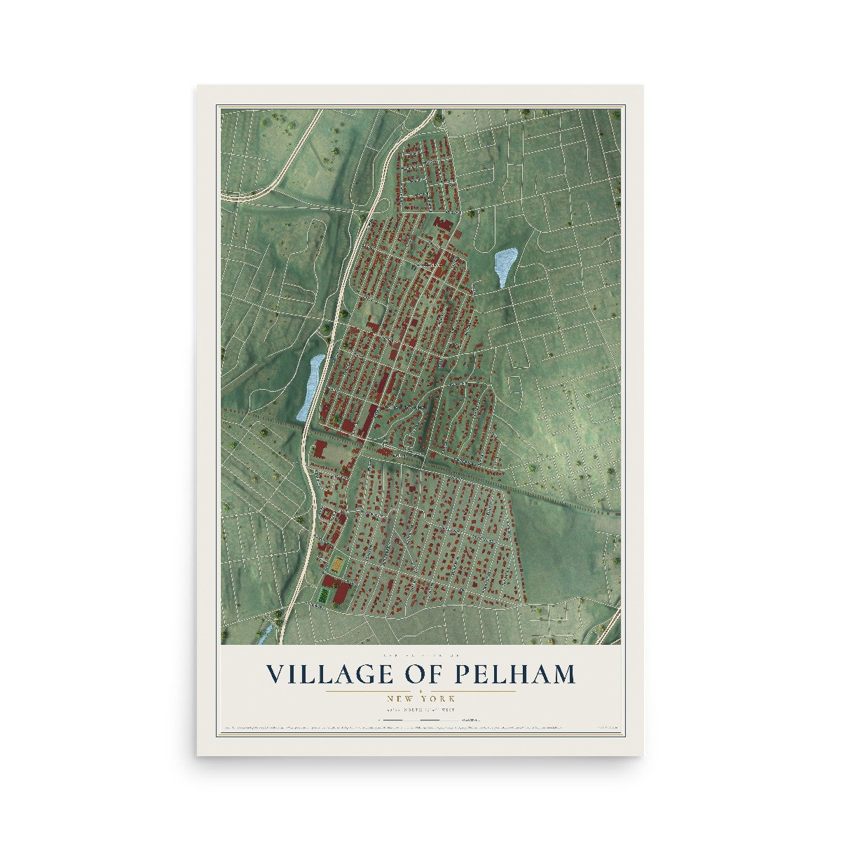 Pelham, New York map print, 12" x 18" Archival Matte Print mockup