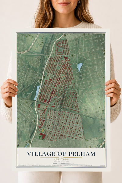 Pelham, New York map print, 18" x 24" Archival Matte Print mockup