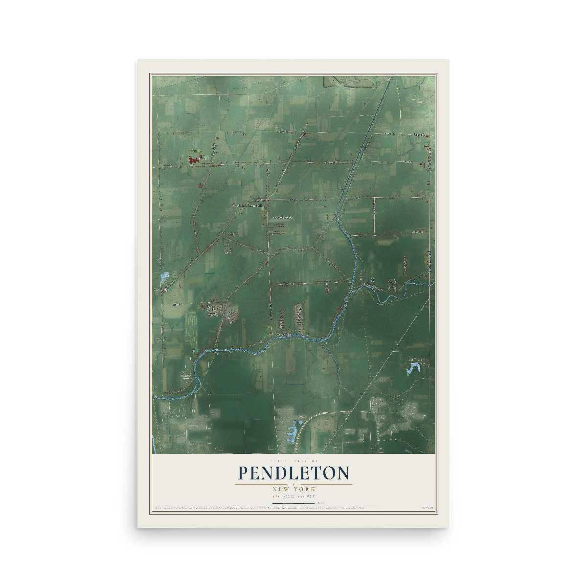 Pendleton, New York map print, 12" x 18" Archival Matte Print mockup