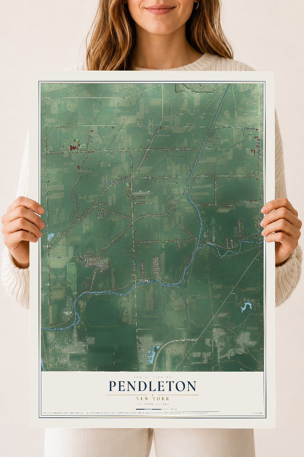 Pendleton, New York map print, 18" x 24" Archival Matte Print mockup