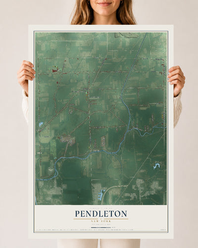 Pendleton, New York map print, 24" x 36" Archival Matte Print mockup