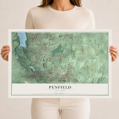 Penfield, New York map print, 12" x 18" Archival Matte Print mockup