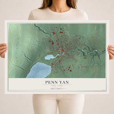 Penn Yan, New York map print, 18" x 24" Archival Matte Print mockup
