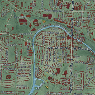 Close-up 2 of the Perinton, New York map artwork