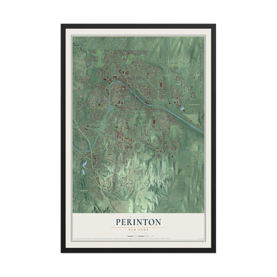 Perinton, New York map print, 12" x 18" W/ Black Ayous Wood Frame mockup