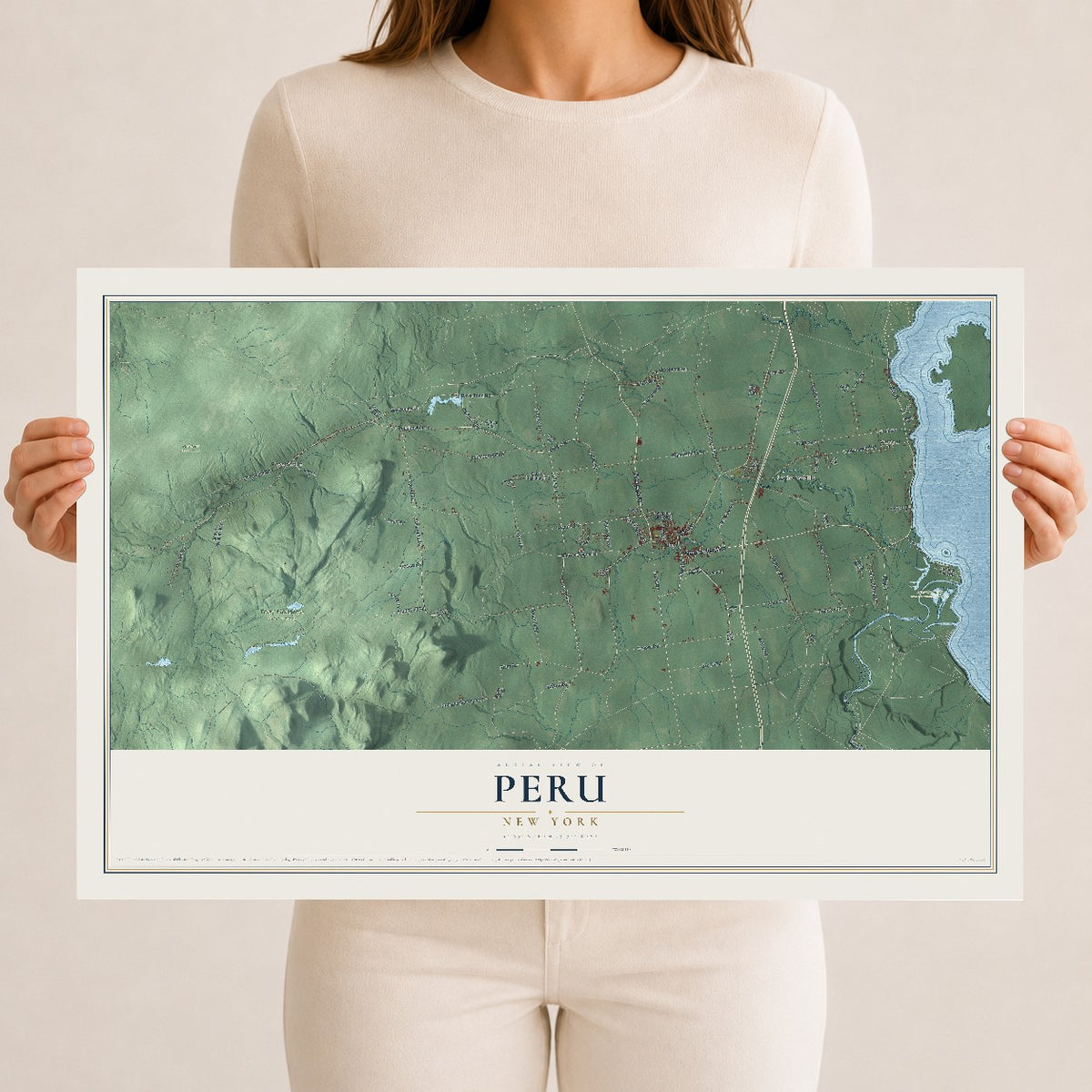 Peru, New York map print, 12" x 18" Archival Matte Print mockup