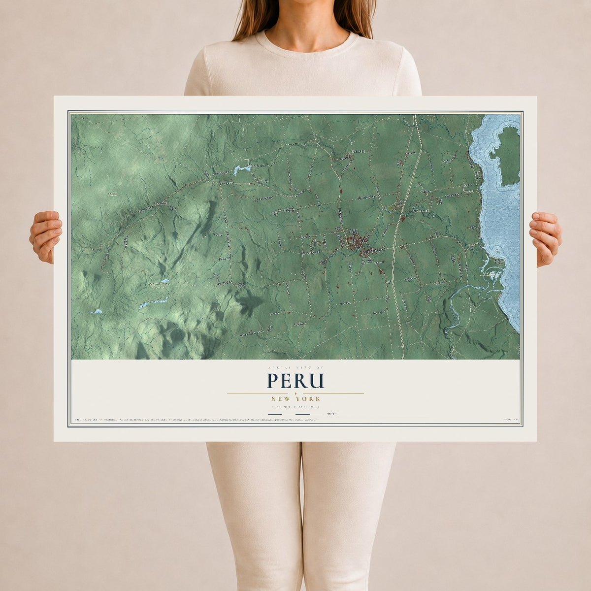 Peru, New York map print, 24" x 36" Archival Matte Print mockup