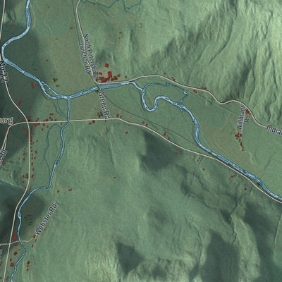 Second close-up of the map of Petersburgh, New York print showing more streets and buildings