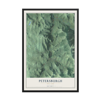 Map of Petersburgh, New York, 12 x 18 inch print in a black wood frame