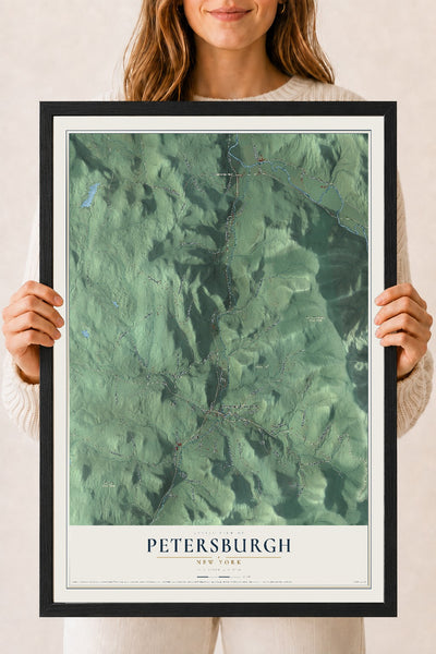 Map of Petersburgh, New York, 18 x 24 inch print in a black wood frame
