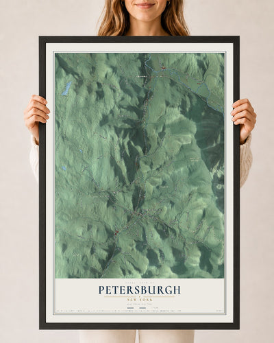 Map of Petersburgh, New York, 24 x 36 inch print in a black wood frame