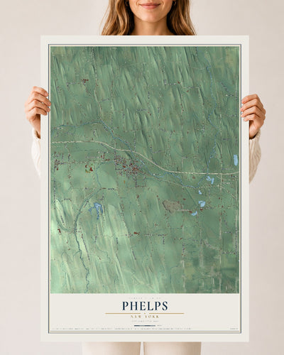 Phelps, New York map print, 24" x 36" Archival Matte Print mockup