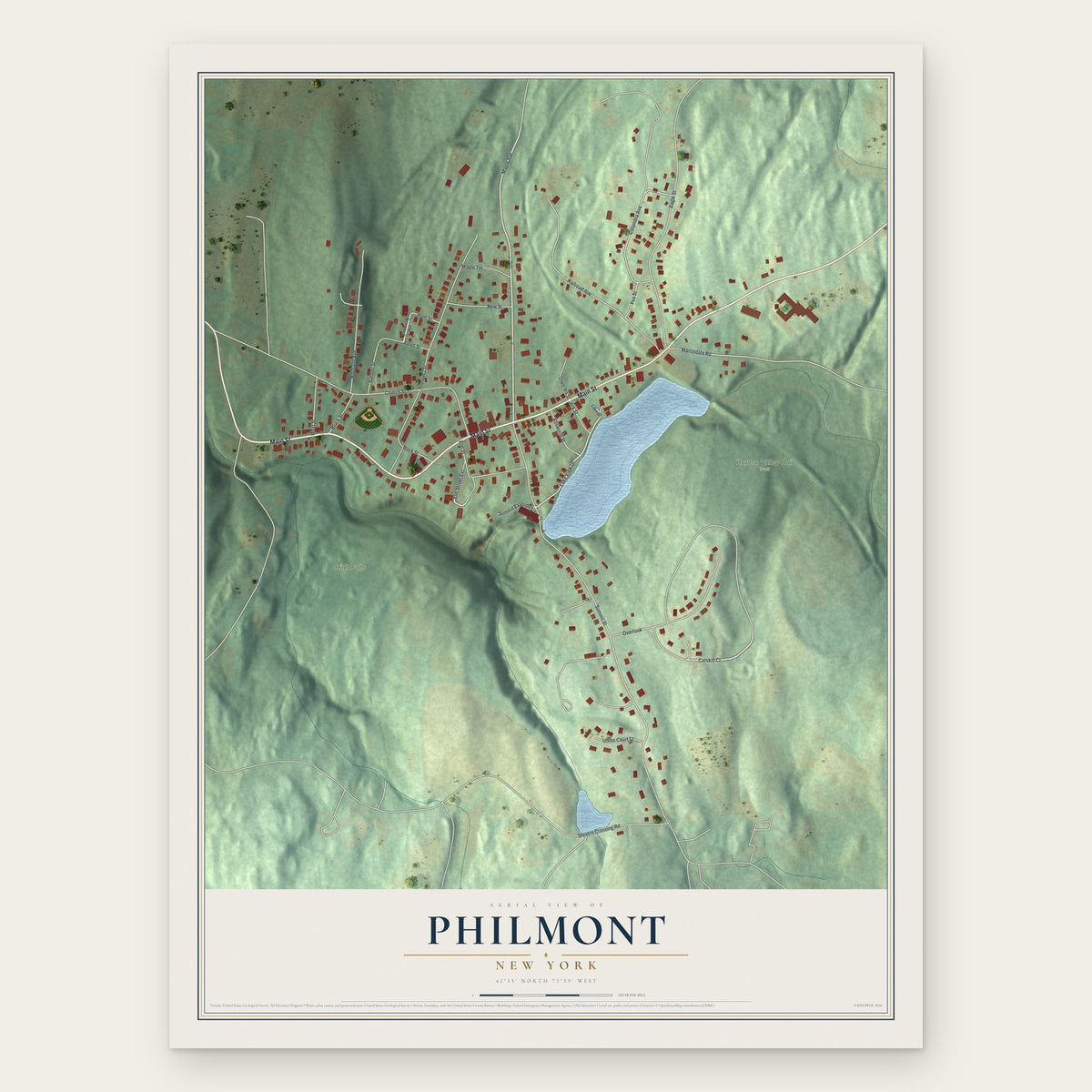 Philmont, New York map print, the full design