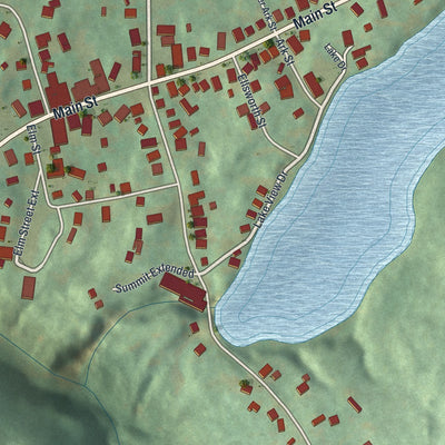 Close-up of the map of Philmont, New York print showing street and building detail